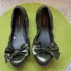 Prada dark green ballet flats
